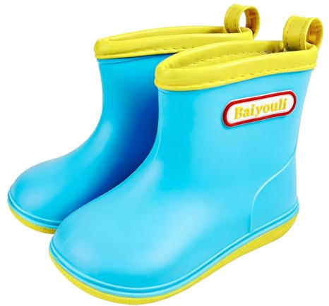 Baiyouli Bottes de Pluie Enfant Fille Garçon PVC Imperméable Antidérapant Léger Confortable 1-6 Ans, Bleu ciel, Taille Fabricant 17, 26 EU