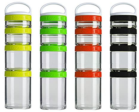 ALEOHALTER Snack Pots 4 Pieces Stackable Storage Jars Portable Lunch Box Twist Lock Food Storage Container with Lids for Keep Fruits Vegetables Nuts Candy Drinks