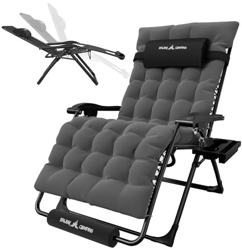 UDPATIO Sonnenliege Liegestuhl Klappbar Mit Getränkehalter Gartenliege Mit Auflage Polster, 78cm Extra Breiter Gartenstuhl, Verstellbar Rückenlehne mit Kissen-Unterstützung Anthrazit
