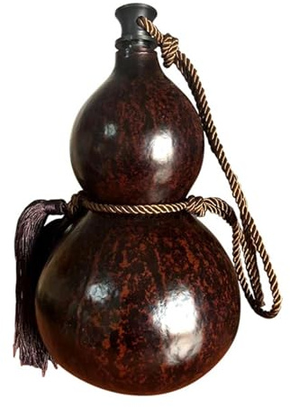 Qianly Gourd Bottle Wine Gourd Large Capacity Outdoor Activities Handcrafts Gourd Water Bottle for Home Desktop Office Living Room - 19 to 23cm