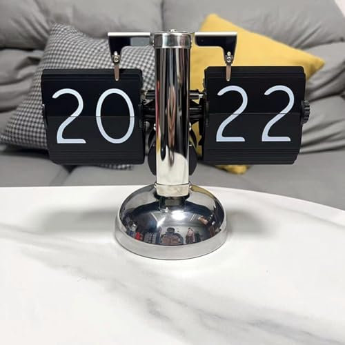 Vintage-Klappseitenuhr, automatische Paging-Uhr, Flip-Schreibtisch-Drehung, Quarz-Uhren, digitale Flip-Uhr für Heimbüro-Dekor (schwarz)