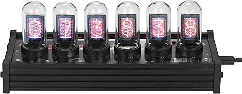 TRTDYFKH Decoration Gift For Friends，LED Tube Clock, Vintage Digital Nixie Clock, 6 Bit Time Photo Display Retro Desk Clock IPS Module And Glass Dome