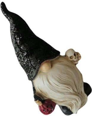 TOPBATHY Halloween Gnomes Decorations Resin Halloween Gnome Figurine Indoor Garden Dwarf Statue Ornaments Horror Movie Merchandise for Home Table Party Decor Black