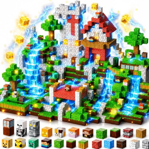 ToyUnited 200 Teile Magnetische Bausteine Magisches Waldabenteuer mit 2CM Magnetbausteinen | Mit Skelett, Biene, Katze & Hund für spannende Geschichten im Zauberwald Spielzeug ab 4 5 6 7 Jahre