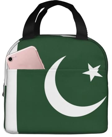 YQTGBCED Lonchera con estampado de bandera de Pakistán para adultos, bolsa de almuerzo aislada multifuncional para comidas frescas cada vez