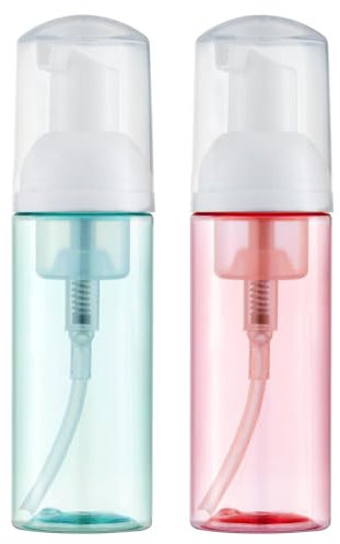 LunarCharm Lot de 2 distributeurs de mousse - Taille de voyage - 60 ml - Petit distributeur de savon mousse - En plastique transparent - Mini récipients à pompe rechargeables