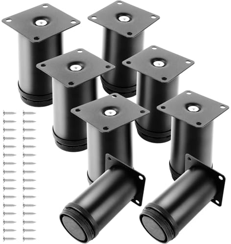 ASelected 8 Stück Möbelfüße Verstellbar Schwarz 100mm, Ø 50 mm Runde Möbelfüsse aus Edelstahl Verstellbare Möbelfüße Metall, Schrankfüsse Silber, Sofafüße Metall, Couch füße für Möbel Projekt