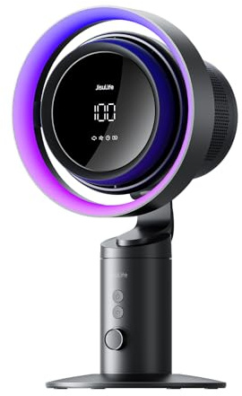 JISULIFE 3-in-1 Tischventilator Pro3 mit H11 Luftreiniger & RGB Licht | 100 Geschwindigkeiten, 120° Oszillation, 10000mAh Akku,HEPA-Filter,7-Farben RGB Licht,Umluftventilator für Büro/Schlafzimmer