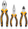 Riloventa 3 Pièces Pince Electricien, Pince a Bec avec poignée ergonomique, Pince Universelle, Jeu de Pince, Pince a Bec Coudée, Pince d'Électricien, Jeu de Pinces pour Réparation Domestique