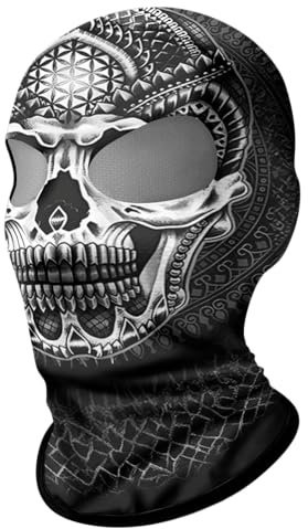 ShopINess 3D-Sturmhaube Totenkopf Unisex Zwei Loch Sturmhaube für Erwachsene für Motorrad Sport Partys Halloween und Karneval