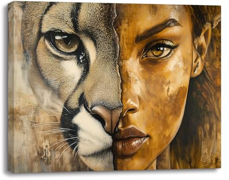 Piy Painting Impression sur toile, Tableau sur toile abstrait, Art mural animalier, Affiche d'art de la belle femme Pour Chambre à coucher Salon Salle de bain Couloir Café Studio de Yoga, 30x40 cm