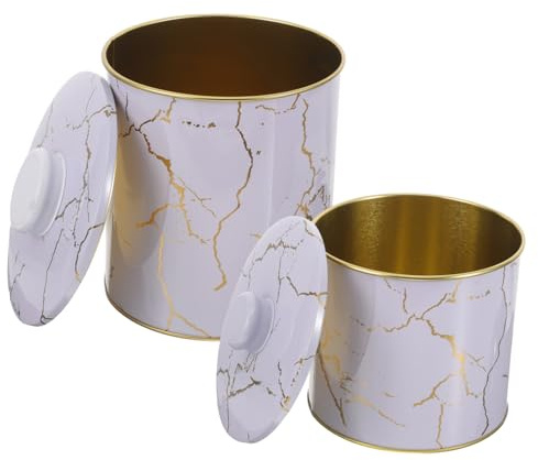 VERDANVERSE Tarro De Hojalata Para Galletas 2 Unidades Tapa, Caja De Almacenamiento Metálica Resistente, Estilo Retro Para Fiestas y Decoración Del Hogar, Adecuado Para Guardar Dulces y Snacks