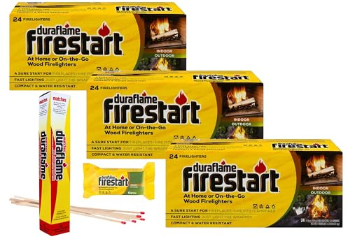 Duraflame Fire Starter for Indoor and Outdoor Use - Quick Ignition Logs for BBQ, Fireplace, Fire Pit and Campfires (72 Pack)