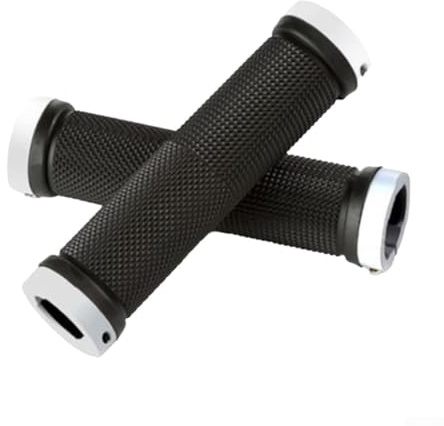 Yuanpgky Aluminum Mountain - Empuñaduras de manillar de bicicleta, juego de agarre antideslizante con pernos de bloqueo para un ajuste seguro, compatible con manillares estándar, 1 par (blanco)