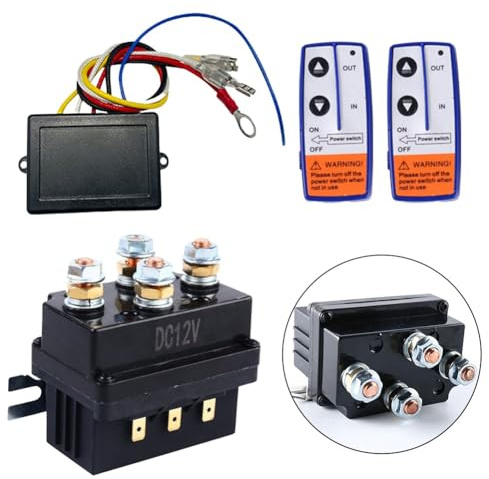 Lawnoval Relé solenoide de control de cabrestante de 12 V 500 A con kit de contacto remoto doble para ATV, vehículo utilitario, cortacésped, color negro