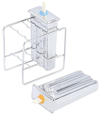 Yctze Moules à Glace en Acier Inoxydable pour Sucettes Glacées Faites Maison – Kit de Machine à Glaçons avec 2 Moules, Couvercles, 55 Bâtonnets, Brosse de Nettoyage et Support de Rangement – ​​Créez