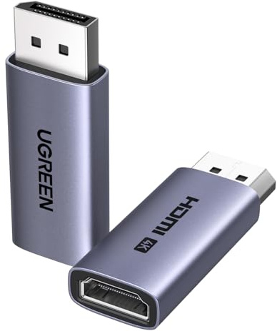 UGREEN 2 Pack Active 4K@60Hz DisplayPort to HDMI Adapter, Unidirectional DP 1.2 PC to HDMI 2.0 Display Male to Female HDCP 2.2 Video UHD Converter with 2K@144Hz 1080P@165Hz, Compatible with AMD NVIDIA