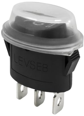 Wippschalter ON/OFF/ON 3-polig oval schwarz – 6A 250V~, mit IP65-Schutzkappe, rastend, Snap-In, Einbauöffnung 23×13 mm, für KFZ, Boot, Industrie & DIY