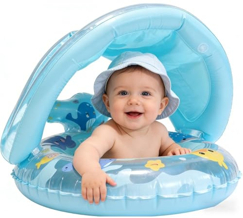 Salvagente Per neonatis, Salvagentes Gonfiabile Per Bambini, Salvagente Neonato Con Parasole, Galleggianti A Forma Di balenas Per Il Nuoto, Per Bambini Da 6 A 48 mese, Per Mare Piscina