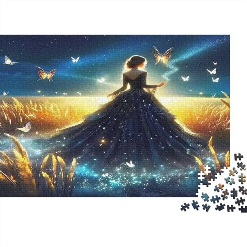 Fairy Lady in Starry Field 1000 Piece Jigsaw Puzzle for Adults Paper Puzzle Night Light Scene Family Time Decor Stress Relief Gift 38x26cm/1000pcs