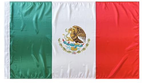 Bandera de México, Verde Blanco y Rojo, 150 x 90 cm, Diseño Nacional con Escudo de Águila (Satén multicolor 150 x 90 cm)