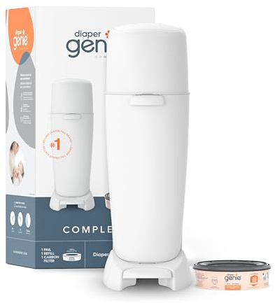 Playtex Diaper Genie Kompletter Eimer mit integrierter Geruchskontrolle, antimikrobiell, inklusive Eimer und 1 Nachfüllpackung, Weiß, 3,8 kg