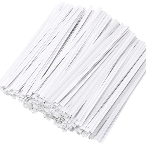 White Paper Twist Ties 100 Pcs 5 Reusable Bread Ties for Bags White Twist Bag Ties Twisty-ties Twist Candy Ties Wire Ties Reusable Twist Tie for Party Cello Candy Bread Coffee Bags Cake Pops