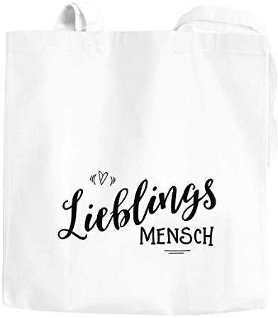 MoonWorks Jutebeutel Geschenkbeutel Geschenktasche Lieblingsmensch Freundschaft Partner Freundin Baumwolltasche weiß unisize