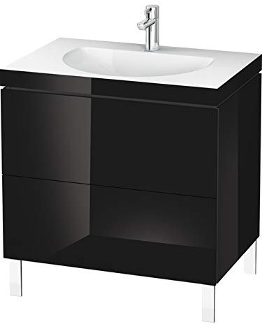 Duravit L-Cube Meuble Lave-Mains c-collée avec Base Murale, 100x48 cm, 1 tiroir, sans trop-Plein, sans Trou de Robinet, Coloris: Laque Noire Brillante - LC6918N4040