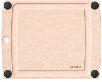 Epicurean All-In-One Cutting Board with Non-Slip Feet and Juice Groove, 11.5 × 9, Natural/Black