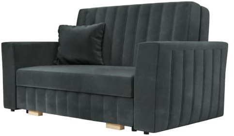 Mirjan24 Schlafsofa Viva Glam II mit Bettkasten, Rückenlehne und Seiten fest angenäht, 2 Sitzer Polstersofa, Sofa mit Schlaffunktion, Sofagarnitur inkl. Kissen, Bettsofa (Paros 6)