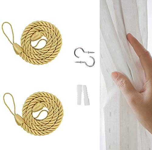 Gardinen Raffhalter, Geflochtene Vorhang Raffhalter, Baumwollseil 1 Paar | Curtain Rope Buckle, Für durchsichtige und verdunkelnde Vorhänge