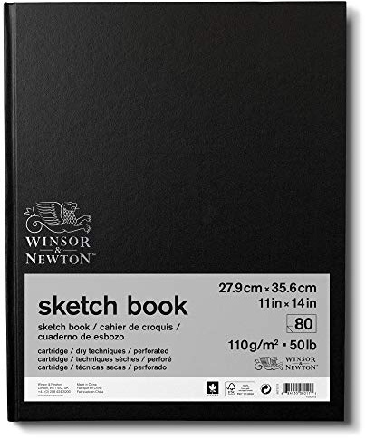 Winsor & Newton Classic Hard Bound Sketch Book, 11 x 14, 80 sheets, 110gsm, Natural White