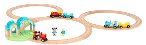 BRIO World 32292 Micky Maus Deluxe Set - Umfangreiches Set Holzeisenbahn inklusive Bahnhof mit Aufnahmefunktion - Empfohlen ab 3 Jahren