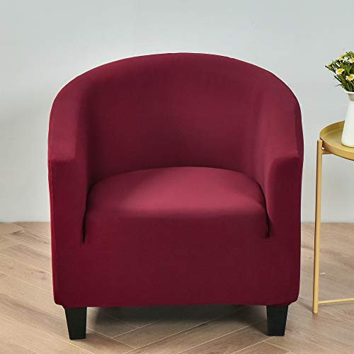Highdi Sesselschoner Sesselüberwurf mit Elastisch Stretch Husse, Reine Farbserien Club Chair Schonbezug Sofabezug mit hoher Dehnung Sessel für Clubsessel Cocktailsessel (Burgunderrot)