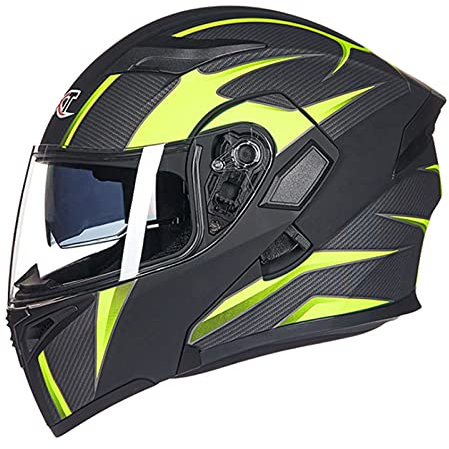 Motorrad-Integralhelm Sturzhelm Modular-Helm Erwachsener Herren & Damen Flip-Up Mopedhelm Full-Face Motorcycle Helmet Klapphelm Jet Helm DOT/ECE-Zertifizierung Rollerhelm,Gelb,M