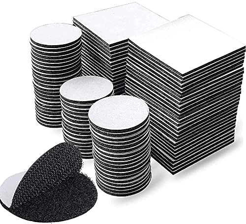50 PCS Double Sided Hook Loop Tape Pads, Black Squares and Round Extra Strong Adhesive Mounting Pads Stickers Foam Tape,Stick on Self Adhesive for Walls and Floor, Door, Plastics, Glasses, Metals | Black Squares and Round Extra Strong Adhesive Mounting Pads Stick on Self Adhesive forWalls Floor,Door,Plastics,Glasses,Metal