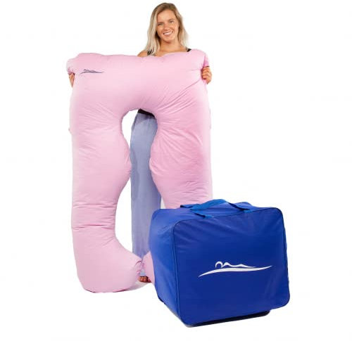 MAKOSAS KomfortKissen ORIGINAL Premium Ergonomisches Kühlend Kuschelkissen | Körperkissen | Seitenschläferkissen für Erwachsene - Für besseren Schlaf 100 x 150 cm (Rosa - Baumwolle)