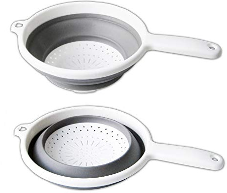 Anik-Shop SEIHER faltbar Ø22cm Silikon mit Griff Küchensieb Nudelsieb Abtropfsieb Sieb 3-Varianten 27 (Grau)
