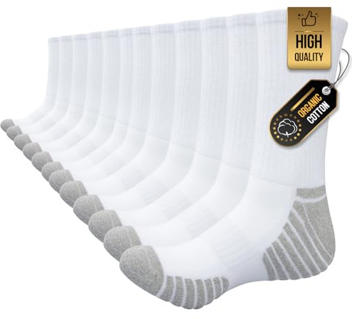 TANSTC Calzini Donna Uomo 39-42 Traspirante Confortevole Calza Lunghi Unisex Antiscivolo Schiuma Impermeabile Calzini Trekking Equitazione Ciclismo Lavoro Sportivi Alpinismo Bianco 6 Paia