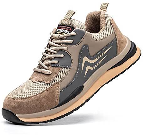 Zapatos de Seguridad Calzado de Seguridad Zapatillas de Seguridad Zapatos de Trabajo Comodos Ultraligeras Transpirables Hombre Mujer Beta Brown EU 42