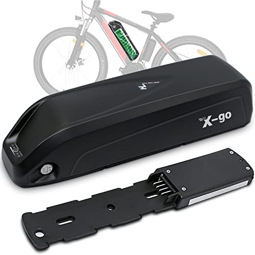 X-go 48V 10Ah 4Pin E Bike Akku, mit 54.6V Ladegerät XT60 Entladungsdraht Sicherheitsschloss für 500W - 50W Fahrrad Motor, Hailong Lithium Akku