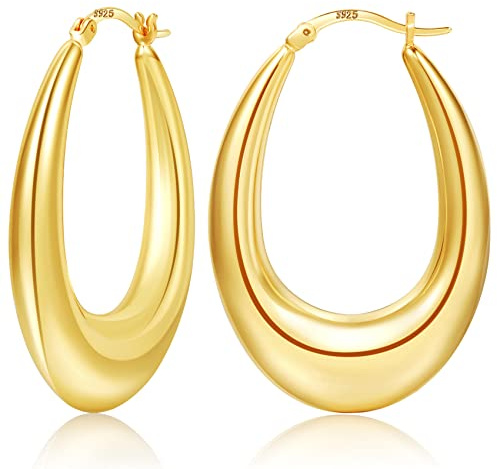 PABBEU Boucles d'Oreilles Femme Argent 925 Hypoallergéniques, Créoles Légères, Bijoux pour Saint Valentin, Mariage, Noël, Anniversaire