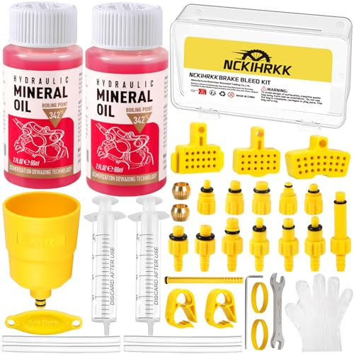 NCKIHRKK Kit Spurgo Freni Shimano incl. 120ML Olio Minerale per Shimano, Universale Kit Spurgo Freni MTB per Shimano, Tektro, Magura Freni a Disco Idraulici di Serie
