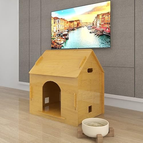 RebeSCo Katzenhaus für Draussen, Katzenhaus aus Holz,Abnehmbar, Katzenhaus Outdoor Indoor,Log,L