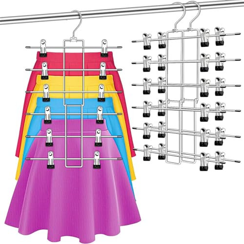 Hosenbügel Metall 3 Stück, Rockbügel Platzsparend, Kleiderschrank Organizer, rutschfest Faltbare Edelstahl Kleiderbügel für Hosen, Röcke, Jeans und Schals