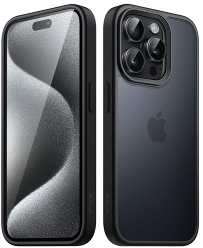 JETech Matte Hülle für iPhone 15 Pro Max, Schwarz | Robuster Schutz, Matte Rückseite, Anti-Fingerabdruck, Stoßfestes Design