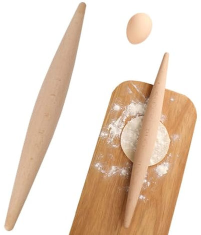 Teigrolle,Nudelholz Mit Zwei Enden,Buchenholz Nudelholz,Französischer Teig Roller,Nudelholz Zum Backen,Holz Nudelhölzer,Rolling Pin,Für Teig,Kuchen,Plätzchen,Fondant,Pizza,23CM,Kiuiom