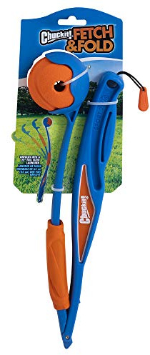 Chuckit! – Lanzador Fetch & Fold Mini 18M – Pelotas para Perros – Plegable y Fácil de Llevar – Compatible con Pelotas Medianas – Se Entrega con 1 Fetch Ball Mediana