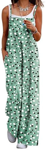 YESNO Women's Ladies Dungarees Summer Boho Floral Printed Overalls Cotton Baggy Jumpsuits with Pockets S PZZCRUK 394